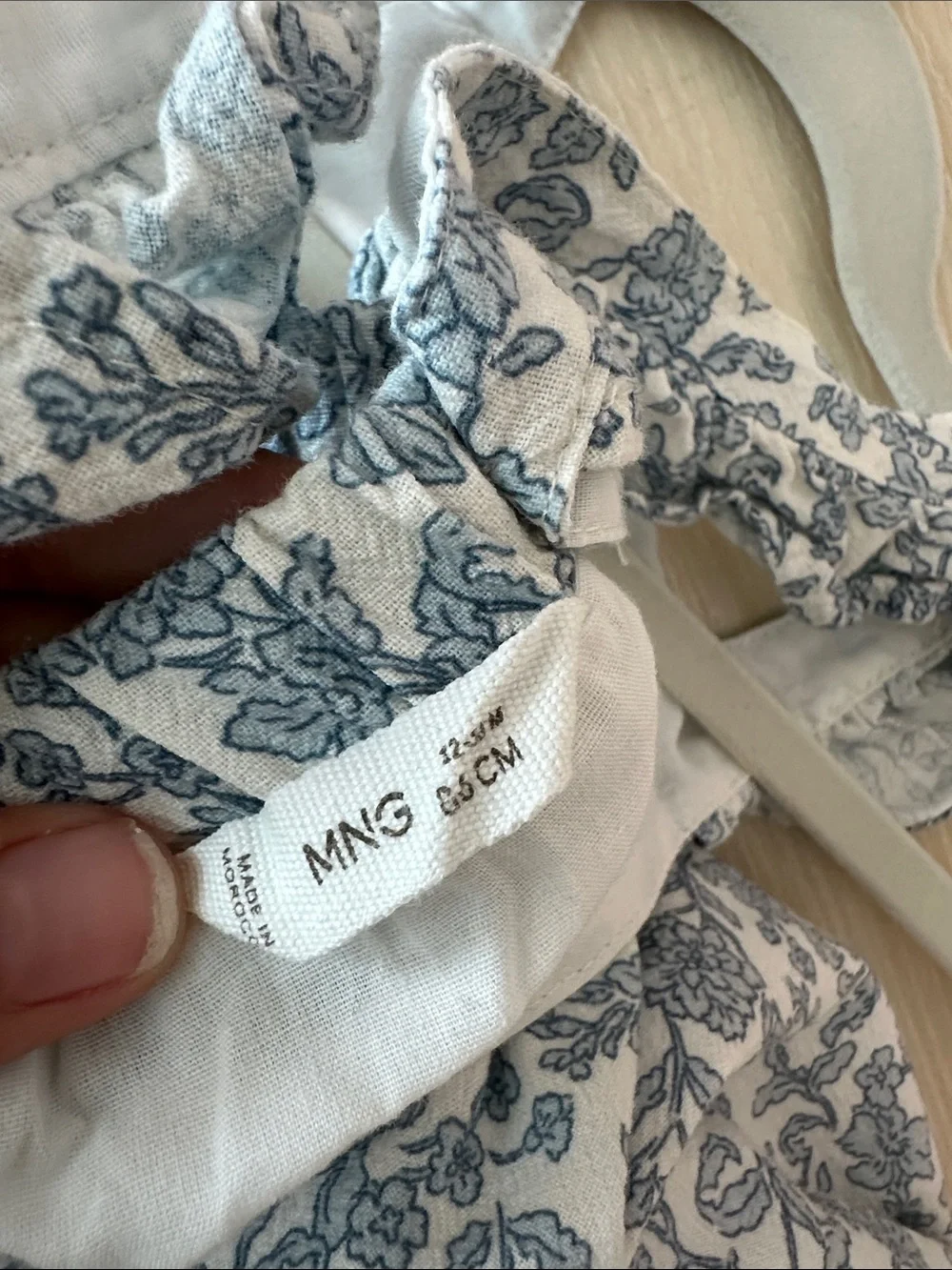Mango Blue & White Floral Ruffle Strap One-Piece